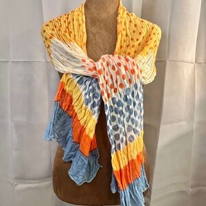 Multicolor Polka Dot Scarf in Orange, Yellow, and Blue 🟡🔵🟧